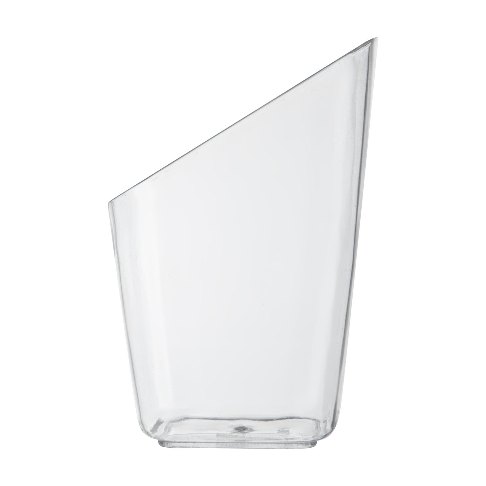 Mini Serve 2 oz Square Clear Plastic Dessert Cup Slanted - 2 1/4'' x 2 1/4'' x 3'' - 100 count box