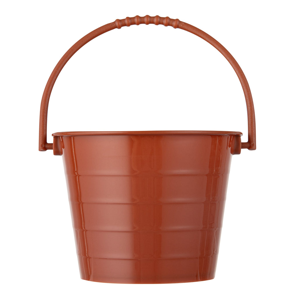 Mini Serve 2 oz Round Brown Plastic Dessert Bucket Cup - 3 1/4'' x 3 1/4'' x 2 1/4'' - 25 count box