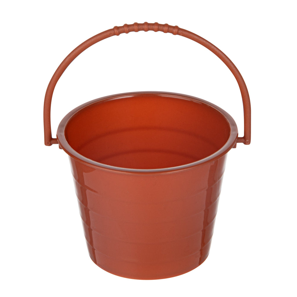 Mini Serve 2 oz Round Brown Plastic Dessert Bucket Cup - 3 1/4'' x 3 1/4'' x 2 1/4'' - 100 count box