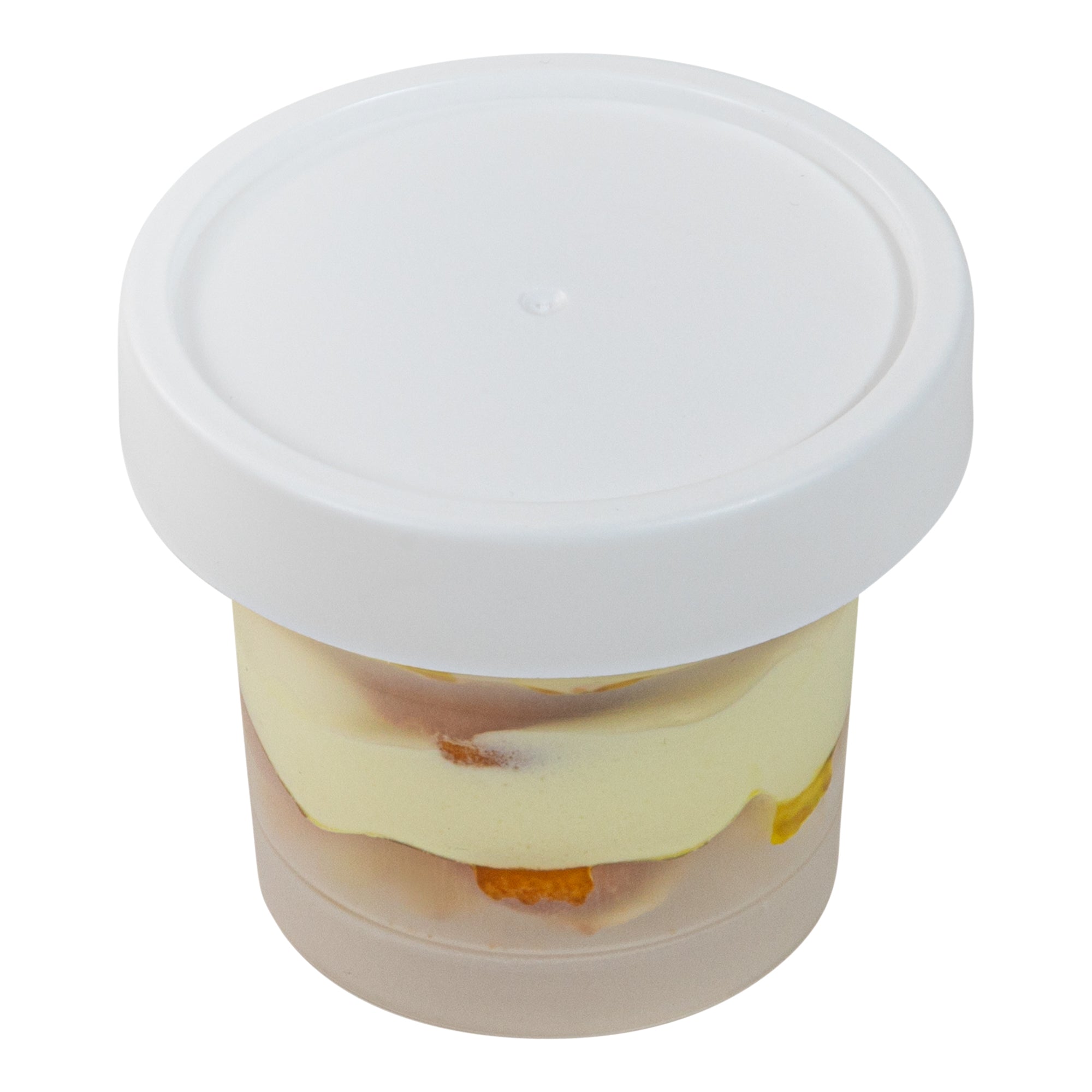Mini Serve 8 oz Round Clear Plastic Dessert Cup - with Lid - 3 1/2'' x 3 1/2'' x 3'' - 25 count box