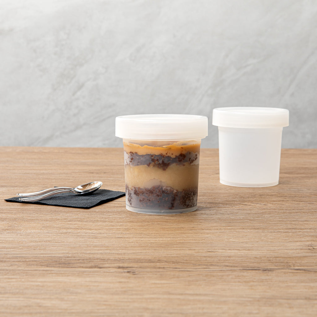 Mini Serve 10 oz Round Clear Plastic Dessert Cup - with Lid - 3 1/2'' x 3 1/2'' x 3 1/2'' - 25 count box