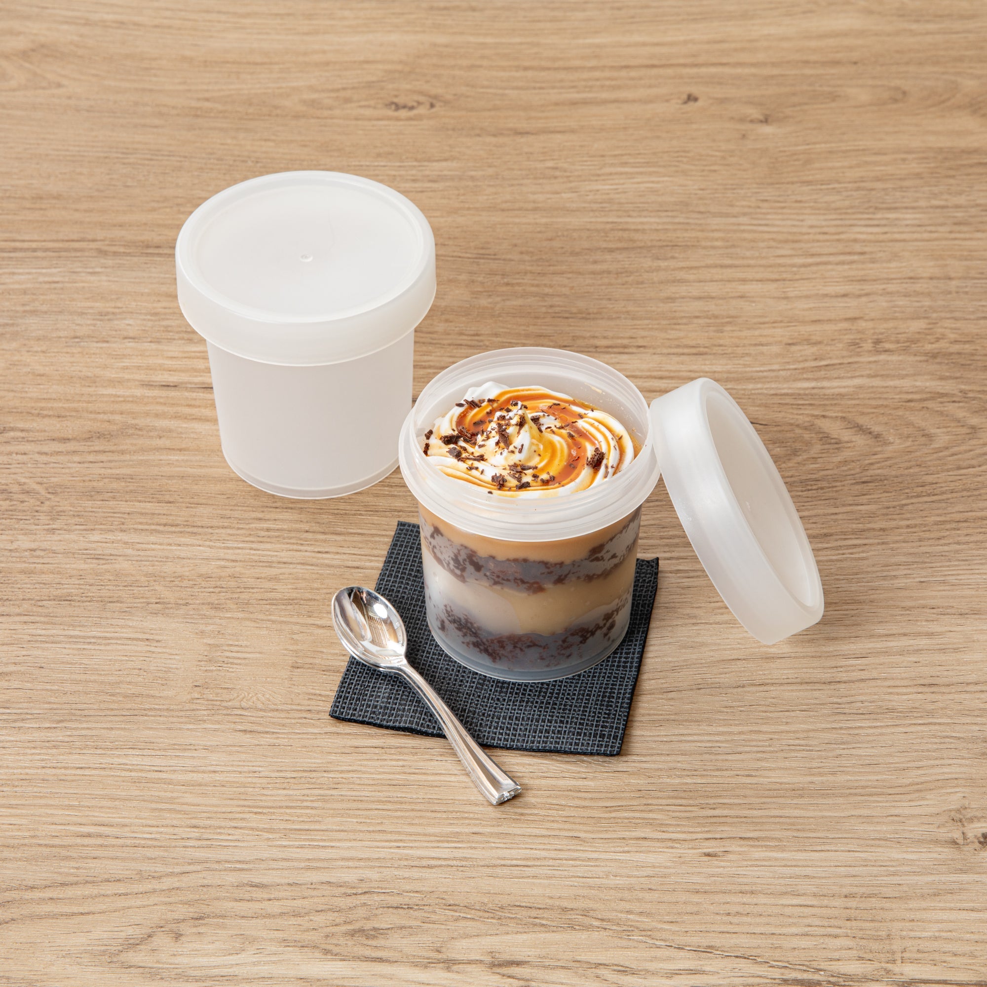 Mini Serve 10 oz Round Clear Plastic Dessert Cup - with Lid - 3 1/2'' x 3 1/2'' x 3 1/2'' - 25 count box