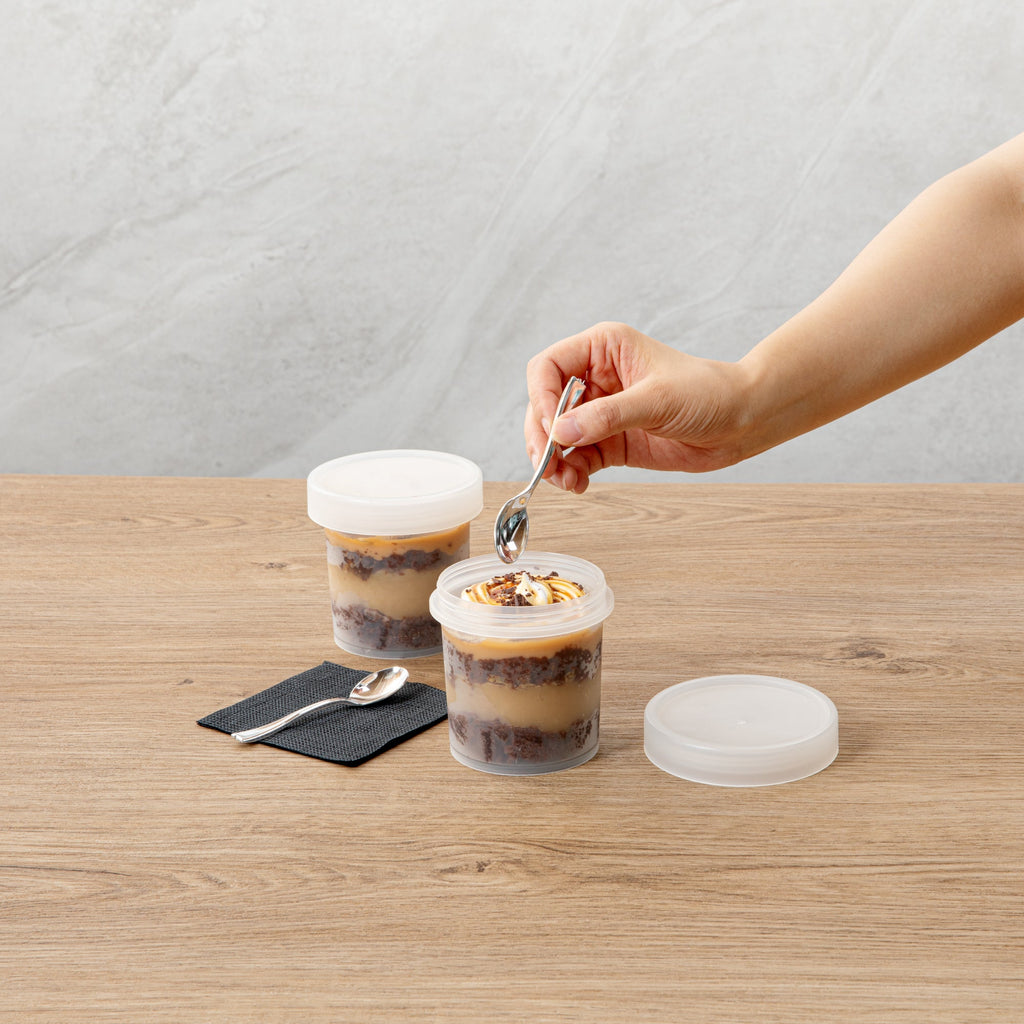 Mini Serve 10 oz Round Clear Plastic Dessert Cup - with Lid - 3 1/2'' x 3 1/2'' x 3 1/2'' - 25 count box