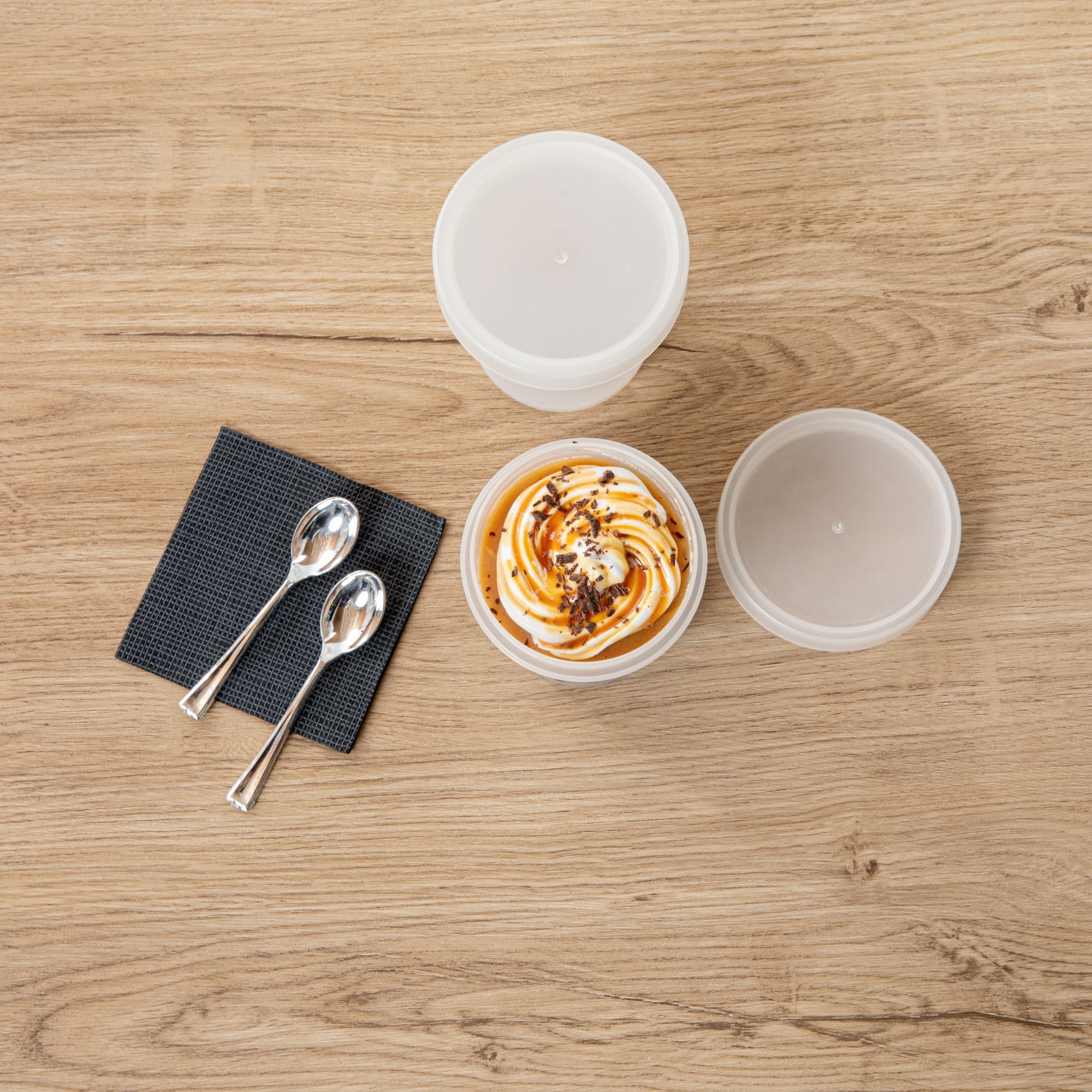 Mini Serve 10 oz Round Clear Plastic Dessert Cup - with Lid - 3 1/2'' x 3 1/2'' x 3 1/2'' - 25 count box