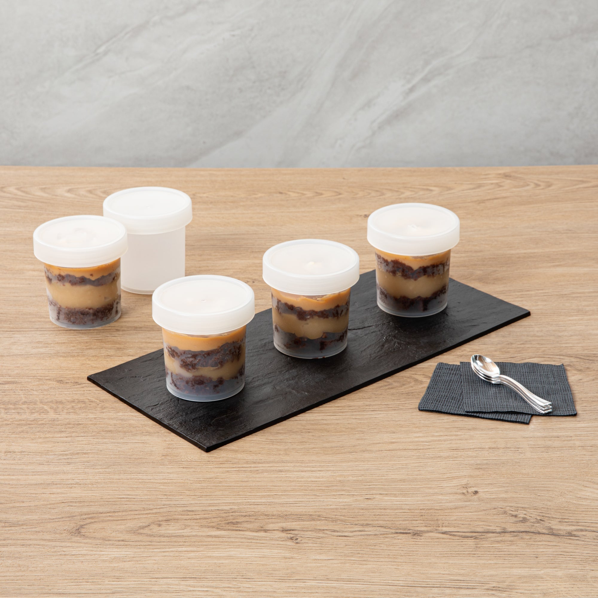 Mini Serve 10 oz Round Clear Plastic Dessert Cup - with Lid - 3 1/2'' x 3 1/2'' x 3 1/2'' - 100 count box