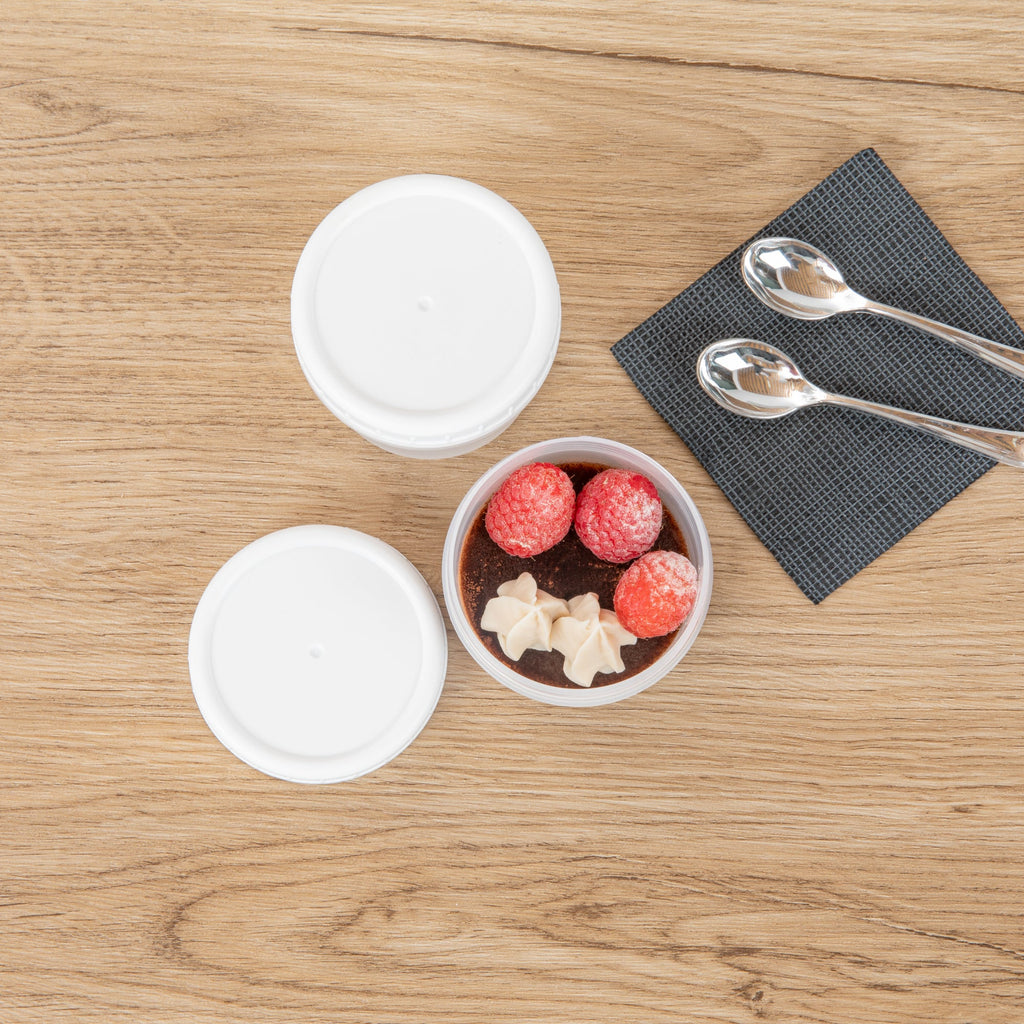 Mini Serve 7 oz Round Clear Plastic Dessert Cup - with Lid - 2 3/4'' x 2 3/4'' x 2 1/2'' - 25 count box