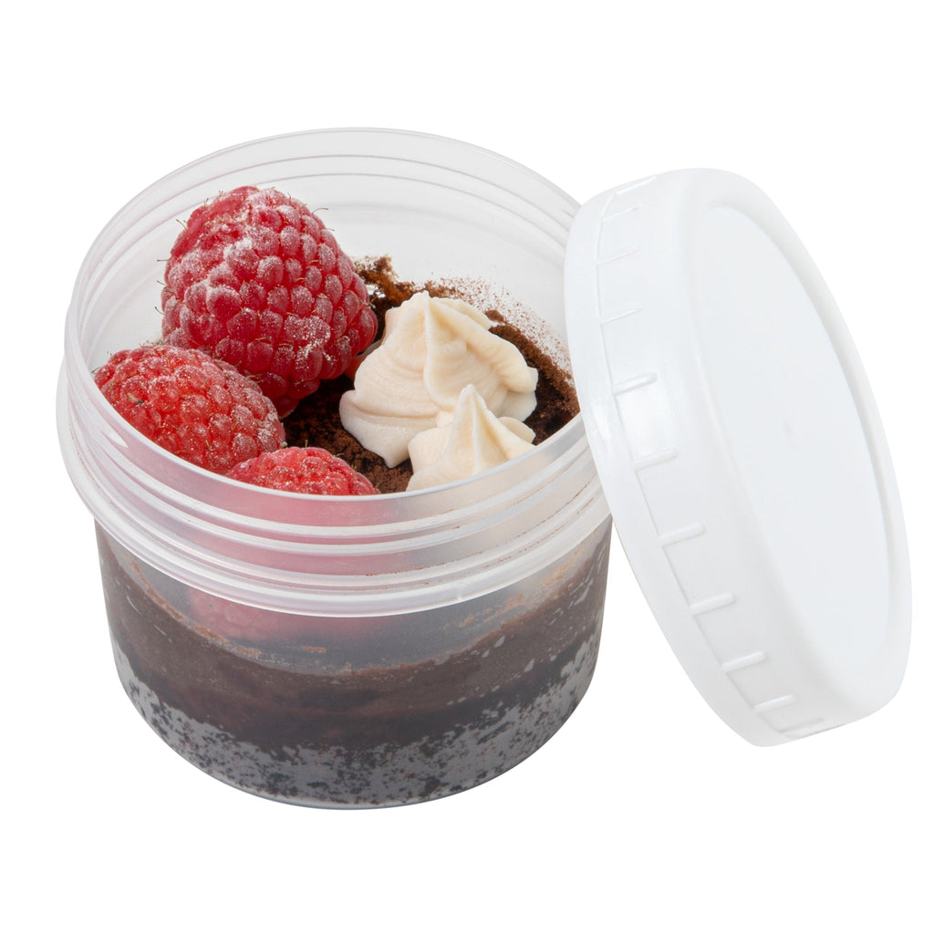 Mini Serve 7 oz Round Clear Plastic Dessert Cup - with Lid - 2 3/4'' x 2 3/4'' x 2 1/2'' - 100 count box