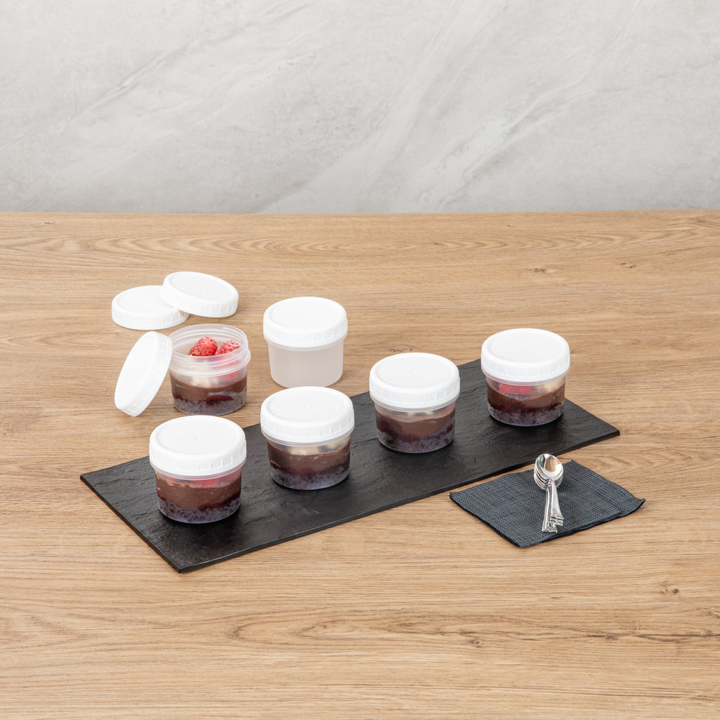 Mini Serve 7 oz Round Clear Plastic Dessert Cup - with Lid - 2 3/4'' x 2 3/4'' x 2 1/2'' - 100 count box