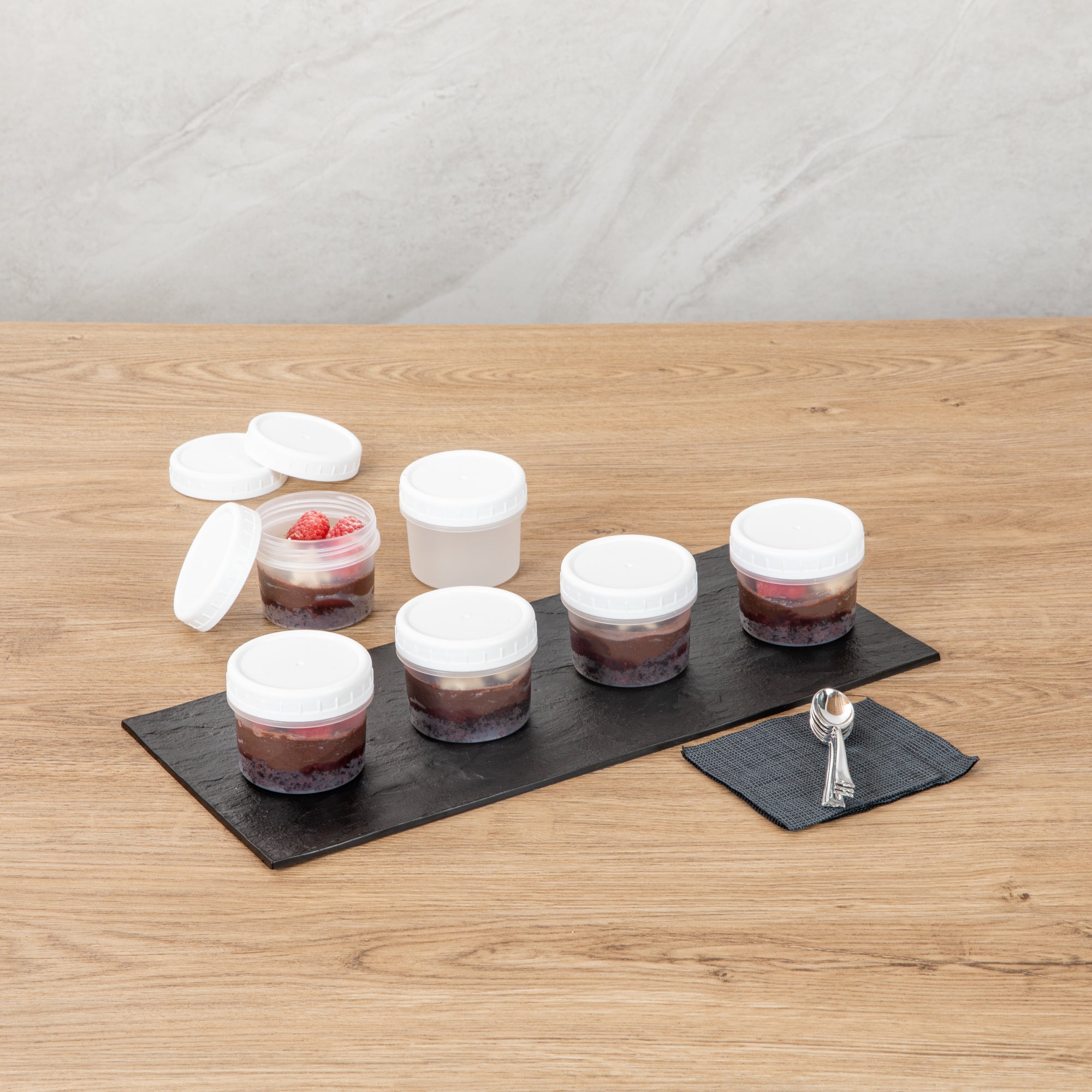 Mini Serve 7 oz Round Clear Plastic Dessert Cup - with Lid - 2 3/4'' x 2 3/4'' x 2 1/2'' - 100 count box