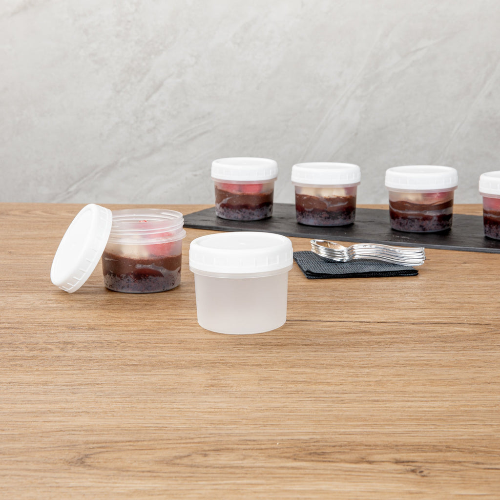 Mini Serve 7 oz Round Clear Plastic Dessert Cup - with Lid - 2 3/4'' x 2 3/4'' x 2 1/2'' - 100 count box