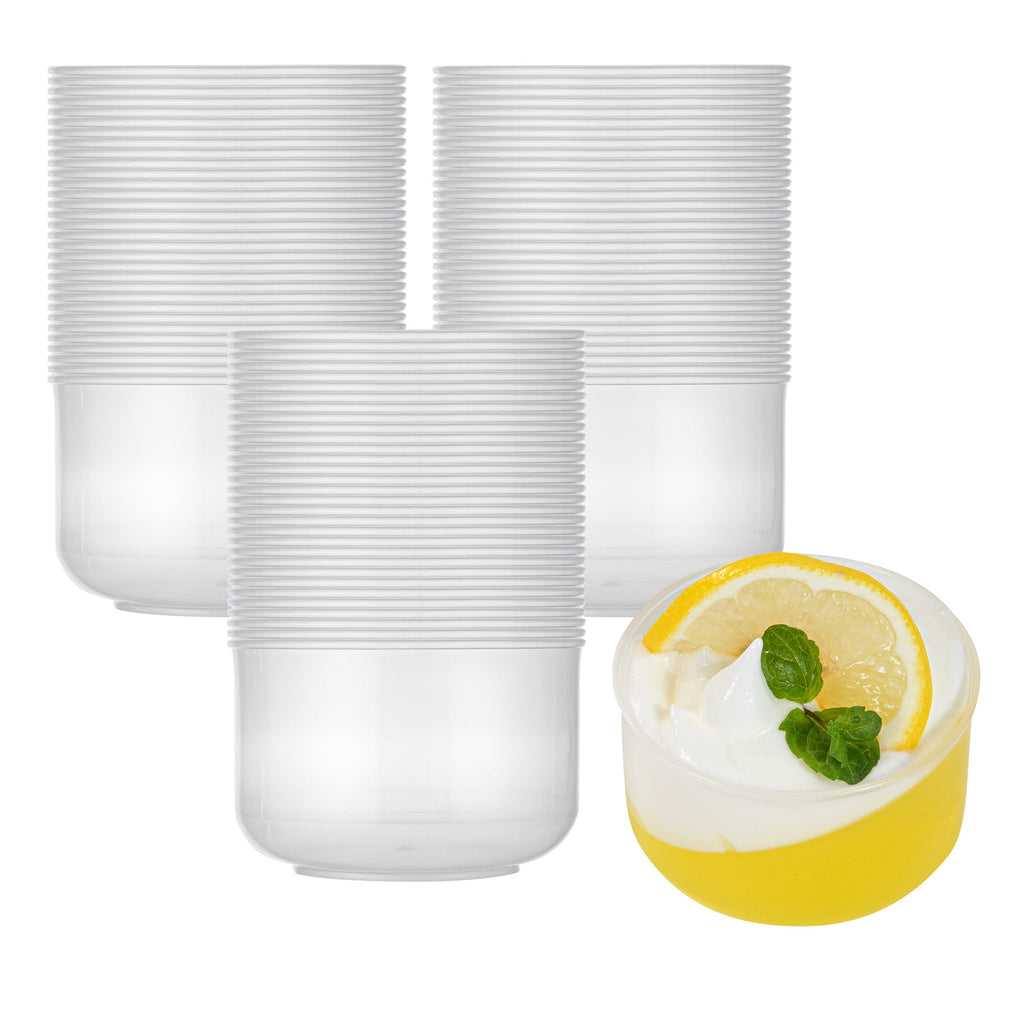 Mini Serve 4 oz Round Clear Plastic Dessert Cup - 2 3/4'' x 2 1/2'' x 1 3/4'' - 25 count box