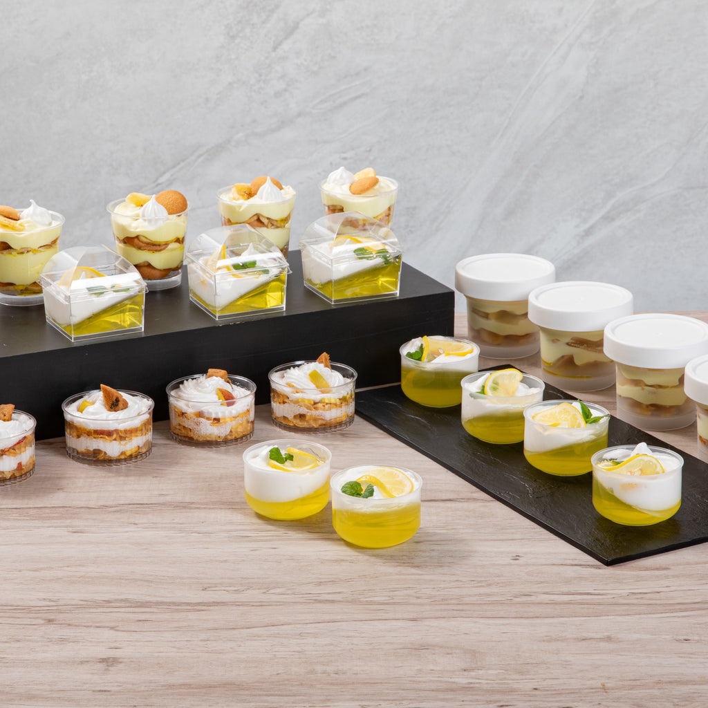 Mini Serve 4 oz Round Clear Plastic Dessert Cup - 2 3/4'' x 2 1/2'' x 1 3/4'' - 100 count box