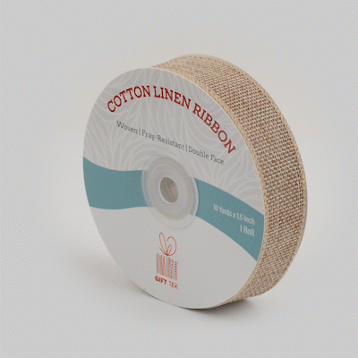 Gift Tek Natural Cotton Linen Ribbon - Single Face - 1" x 10 yds - 1 count box