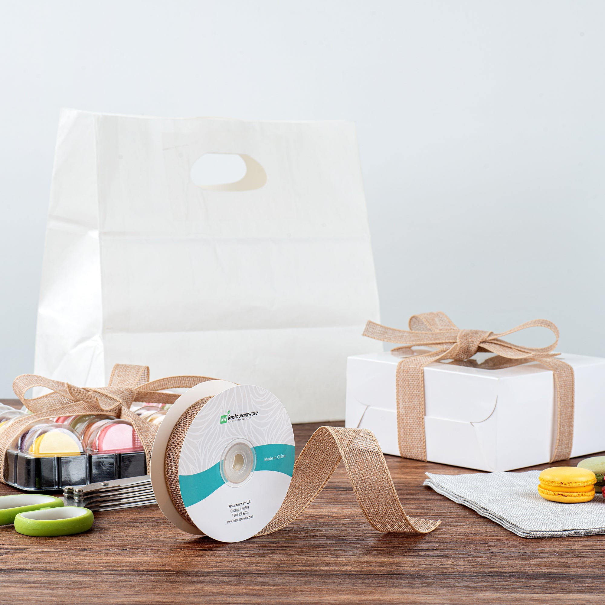 Gift Tek Natural Cotton Linen Ribbon - Single Face - 1" x 10 yds - 10 count box