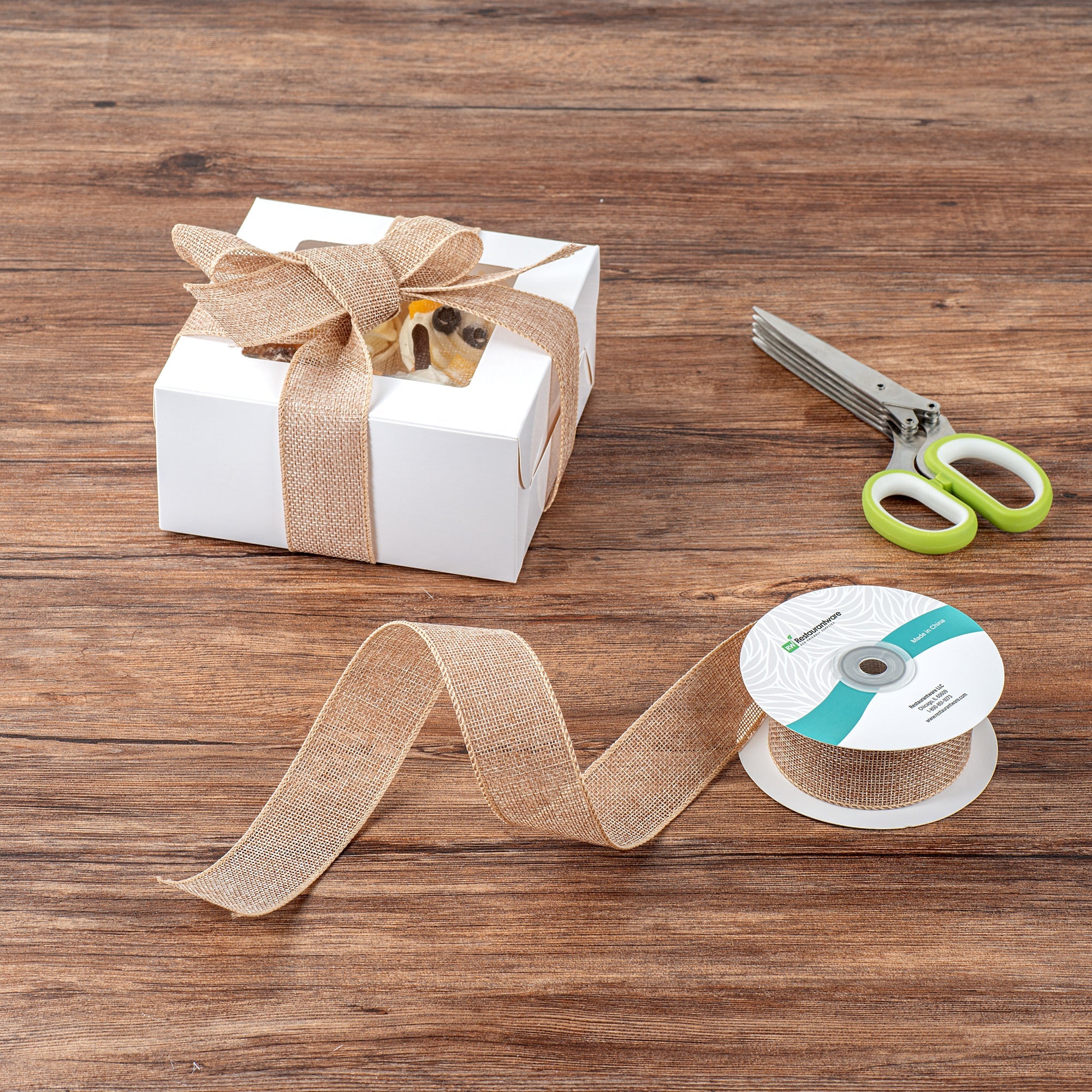 Gift Tek Natural Cotton Linen Ribbon - Single Face - 1 1/2" x 10 yds - 10 count box