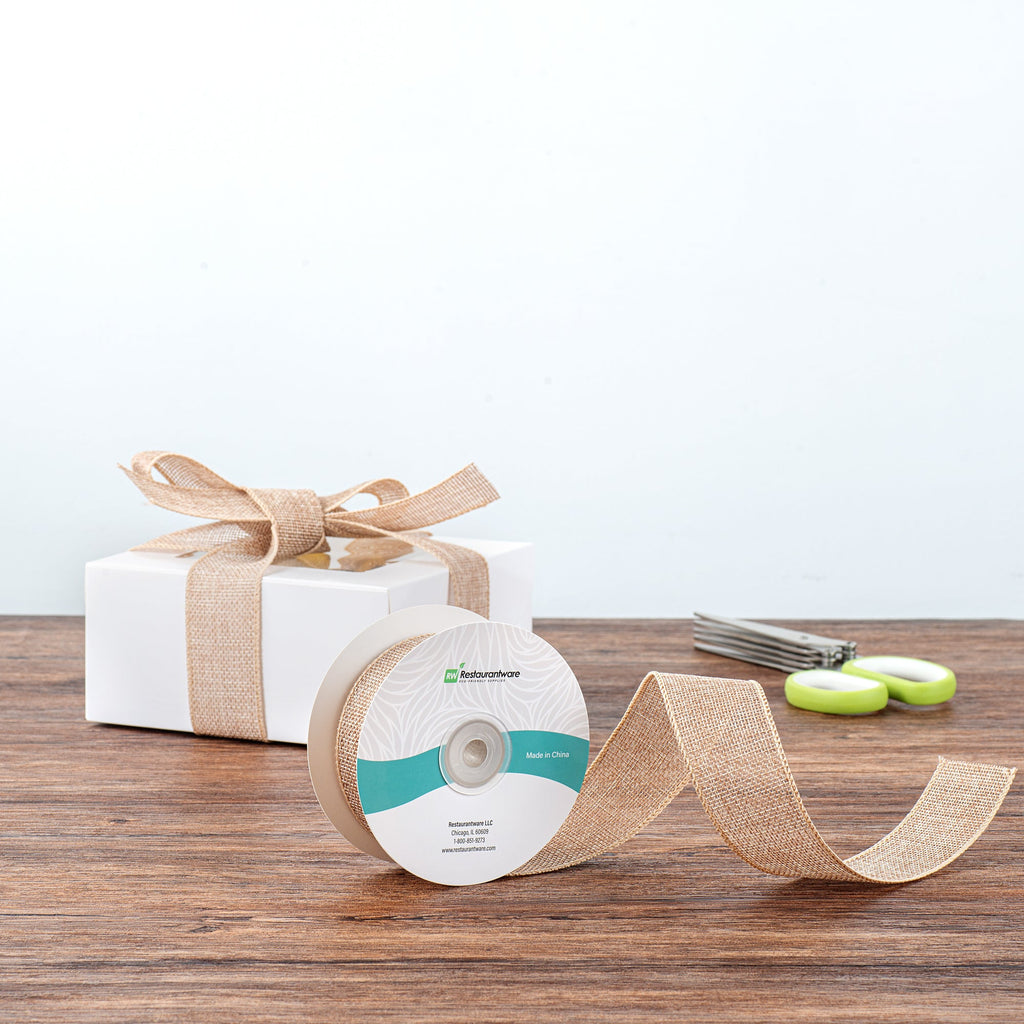 Gift Tek Natural Cotton Linen Ribbon - Single Face - 1 1/2" x 10 yds - 10 count box
