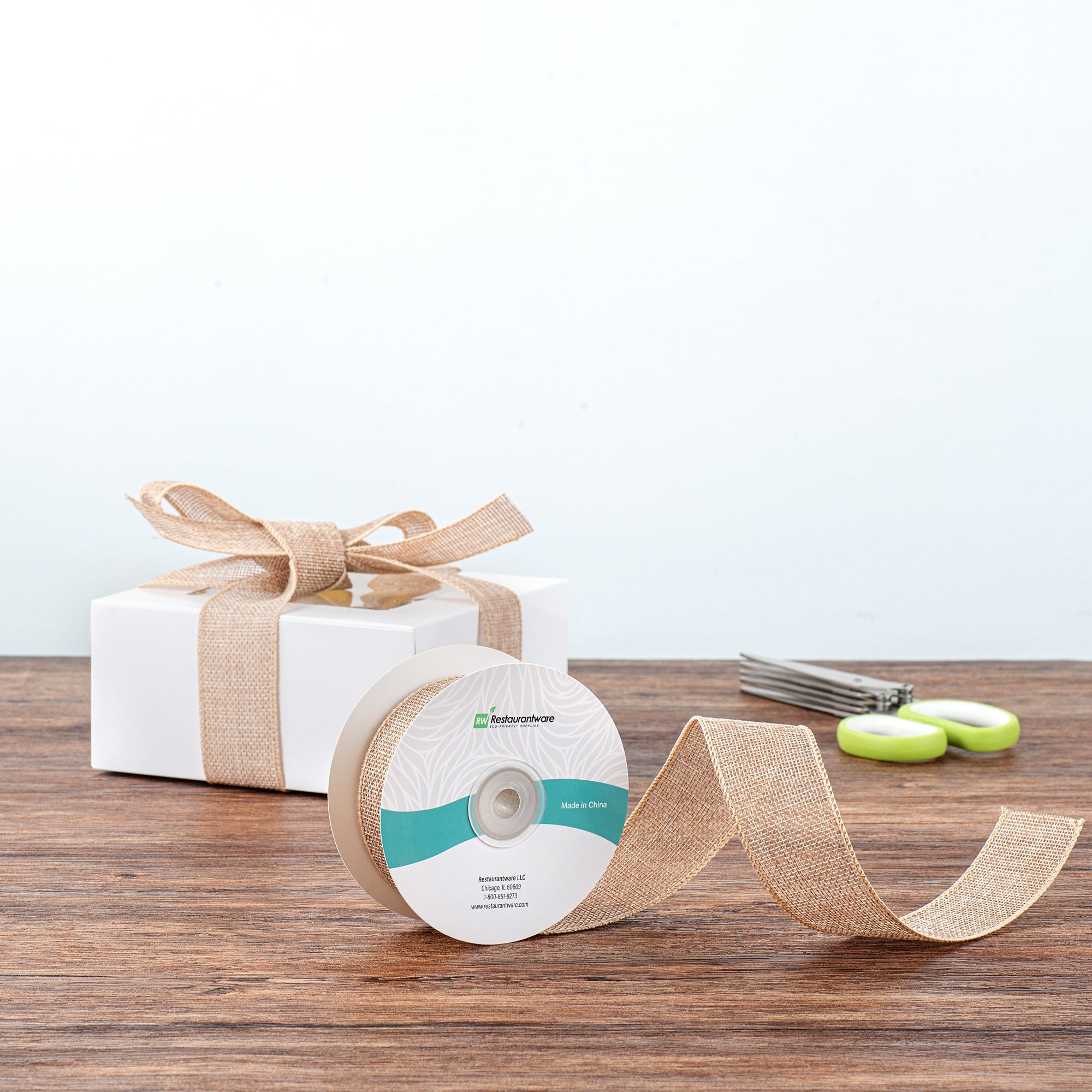 Gift Tek Natural Cotton Linen Ribbon - Single Face - 1 1/2" x 10 yds - 10 count box