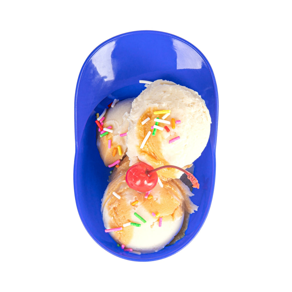Mini Serve 8 oz Blue Plastic Baseball Helmet Ice Cream / Snack Bowl - 10 count box