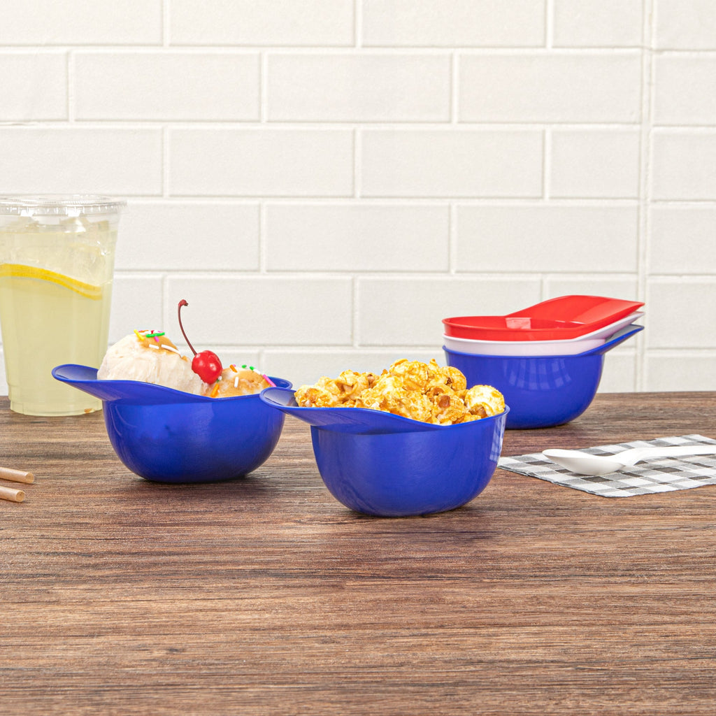 Mini Serve 8 oz Blue Plastic Baseball Helmet Ice Cream / Snack Bowl - 10 count box