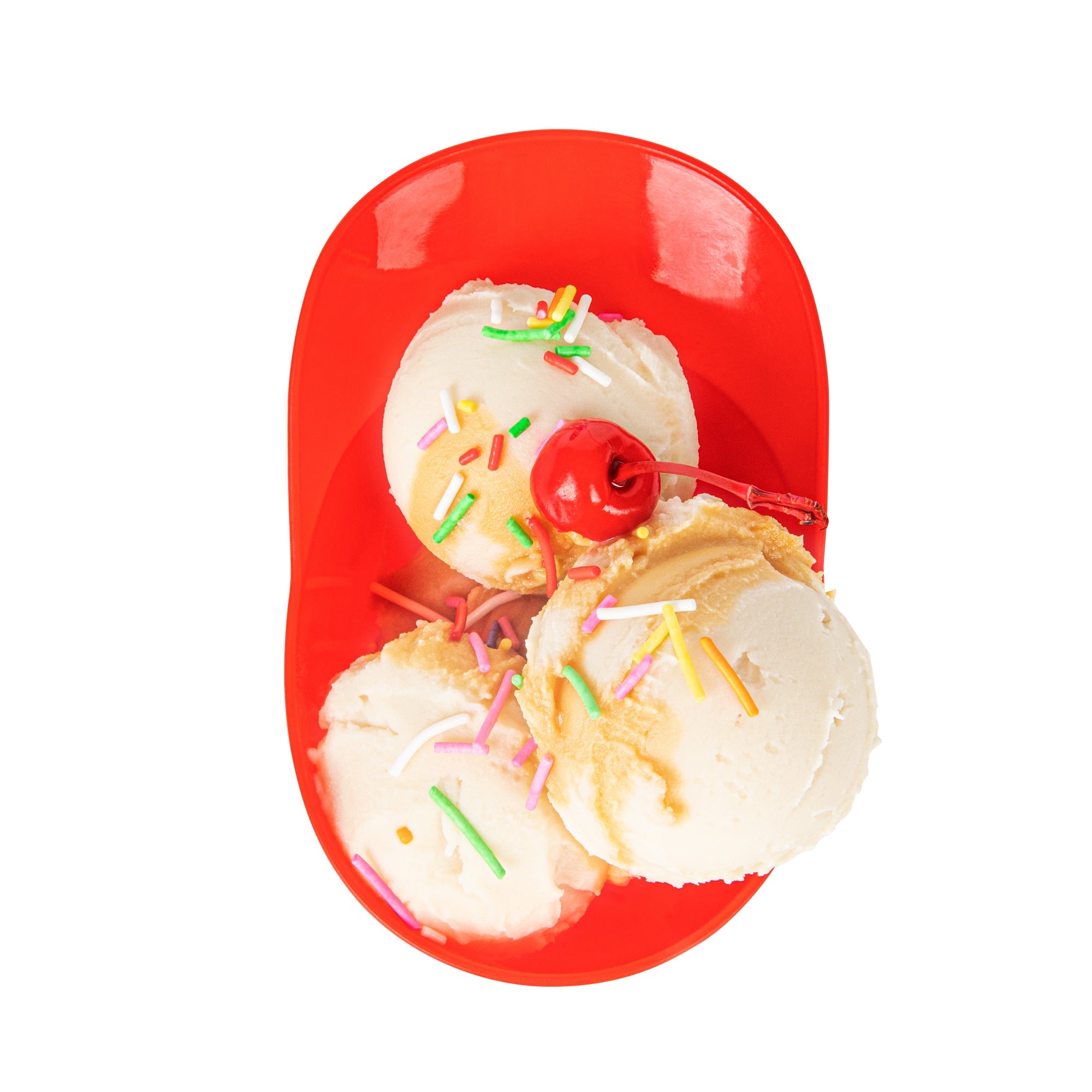 Mini Serve 8 oz Red Plastic Baseball Helmet Ice Cream / Snack Bowl - 10 count box