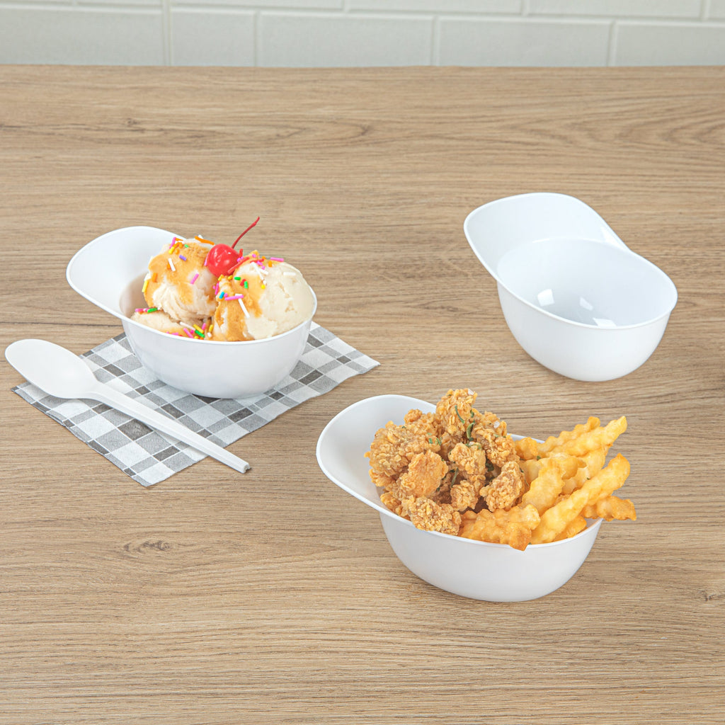 Mini Serve 8 oz White Plastic Baseball Helmet Ice Cream / Snack Bowl - 10 count box