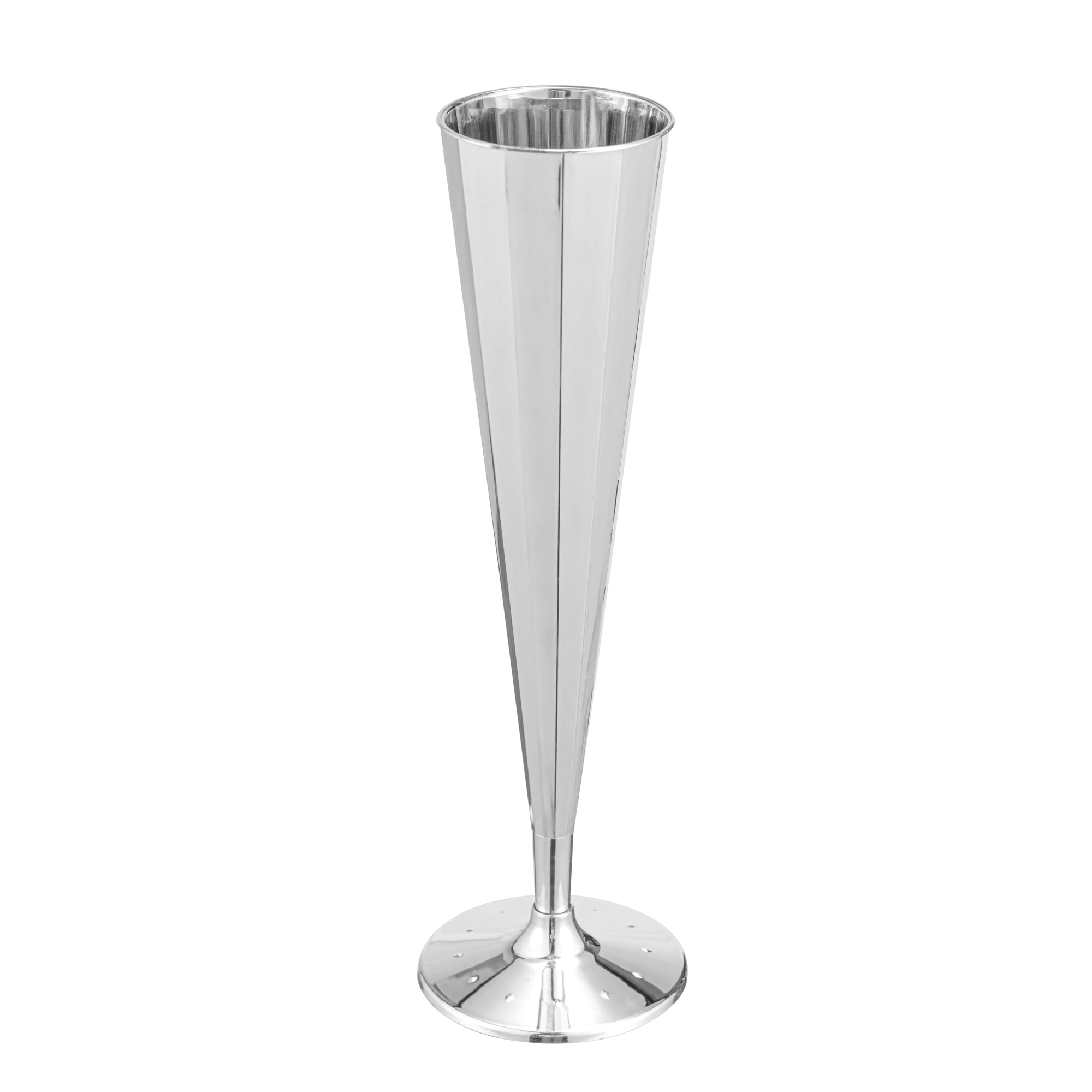 Bev Tek 5 oz Mirrored Plastic Champagne Flute - Vertical Cut - 2" x 2" x 8 1/2" - 100 count box