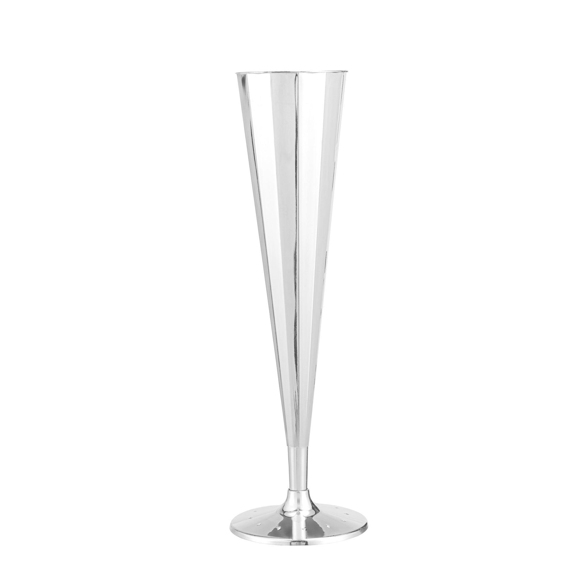 Bev Tek 5 oz Mirrored Plastic Champagne Flute - Vertical Cut - 2" x 2" x 8 1/2" - 25 count box