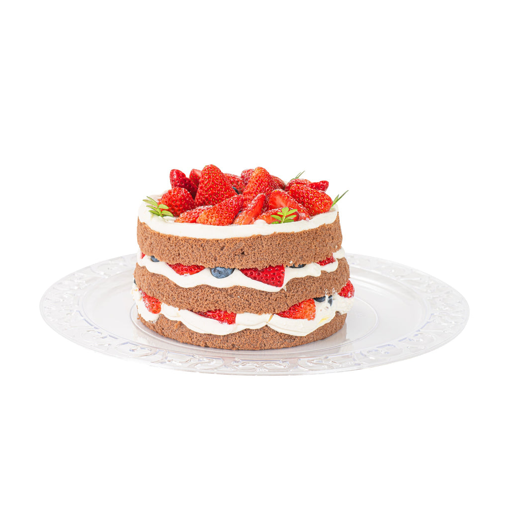 Maxi Serve Round Clear Plastic Plate - with Lace Rim - 11 3/4" x 11 3/4" - 25 count box