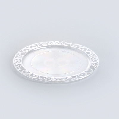 Maxi Serve Round Clear Plastic Plate - with Lace Rim - 11 3/4" x 11 3/4" - 25 count box