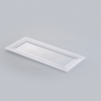 Maxi Serve Rectangle Clear Plastic Plate - with Lace Rim - 14 1/4" x 6 1/4" - 100 count box