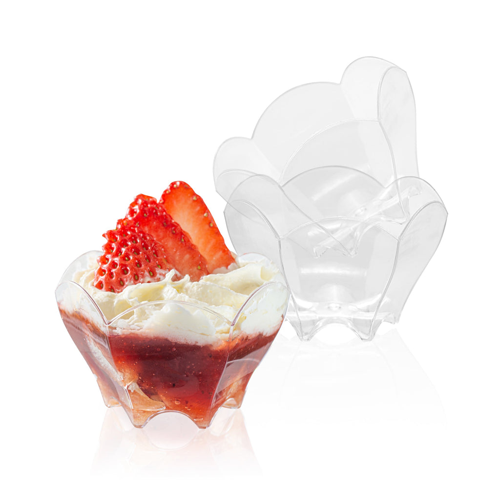 Mini Serve 2 oz Clear Plastic Flower Cup - 2 3/4" x 2 1/2" x 1 3/4" - 25 count box