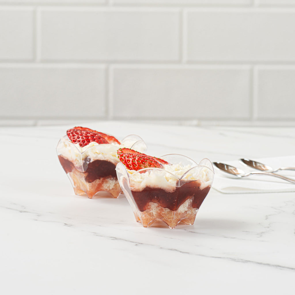 Mini Serve 2 oz Clear Plastic Flower Cup - 2 3/4" x 2 1/2" x 1 3/4" - 25 count box