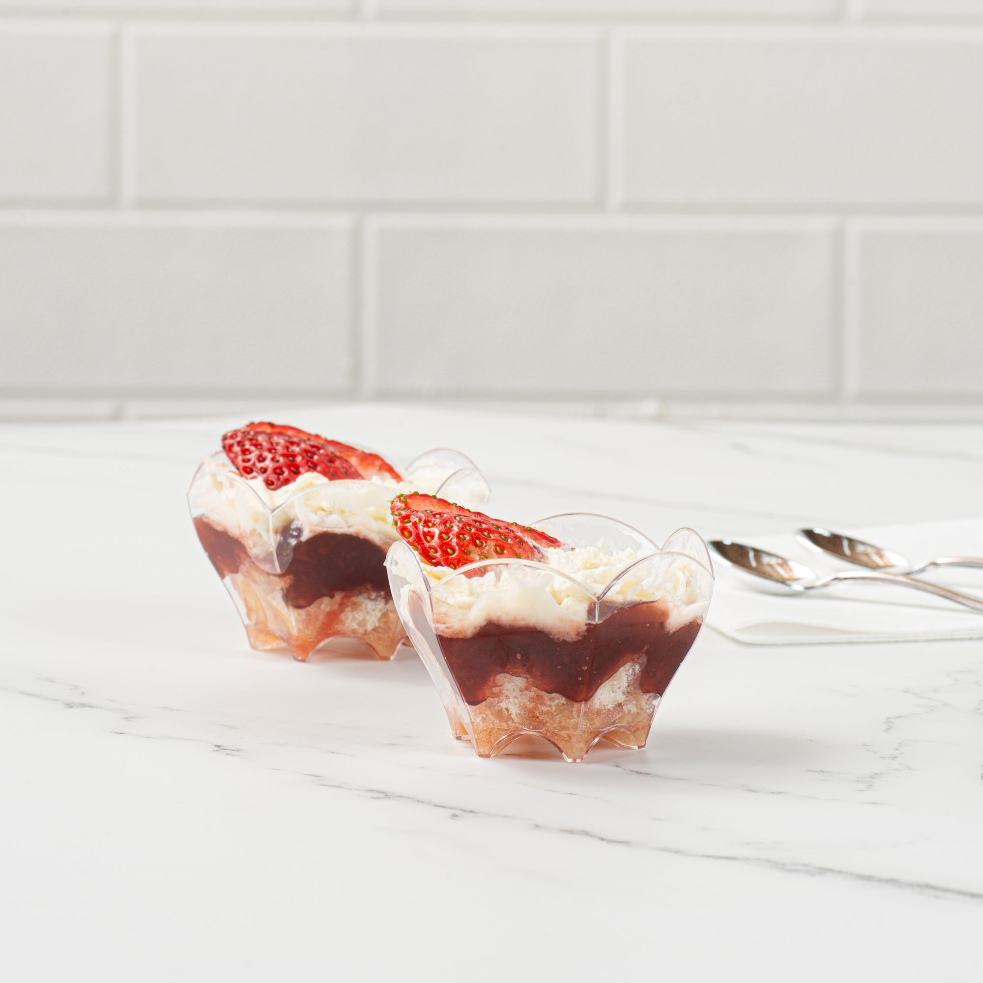 Mini Serve 2 oz Clear Plastic Flower Cup - 2 3/4" x 2 1/2" x 1 3/4" - 25 count box