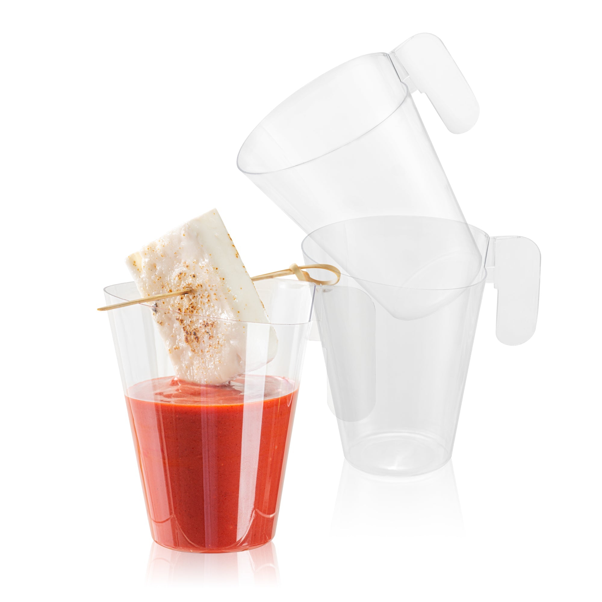 Mini Serve 2 oz Clear Plastic Cup - with Handle - 2 3/4" x 2 3/4" x 3 1/4" - 25 count box