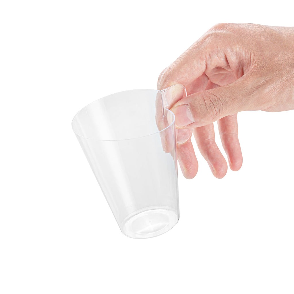 Mini Serve 2 oz Clear Plastic Cup - with Handle - 2 3/4" x 2 3/4" x 3 1/4" - 100 count box