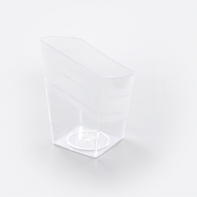 Mini Serve 3 oz Rounded Diamond Clear Plastic Incline Cup - with Stripes - 2" x 2" x 3" - 100 count box