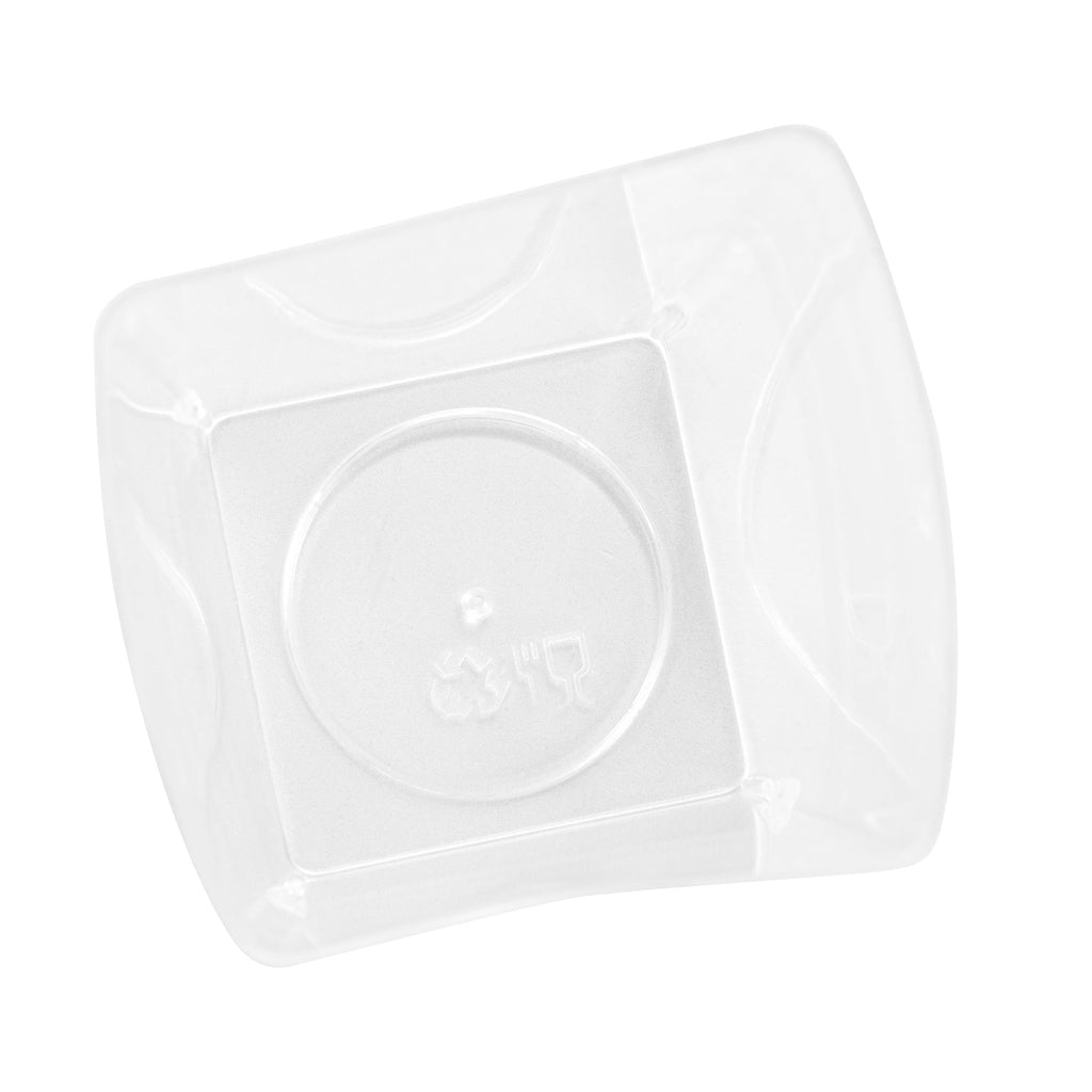 Mini Serve 3 oz Rounded Diamond Clear Plastic Incline Cup - with Stripes - 2" x 2" x 3" - 100 count box