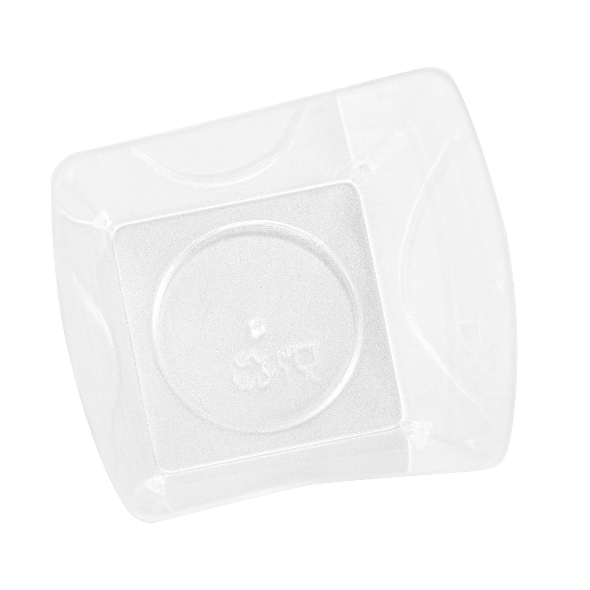Mini Serve 3 oz Rounded Diamond Clear Plastic Incline Cup - with Stripes - 2" x 2" x 3" - 100 count box