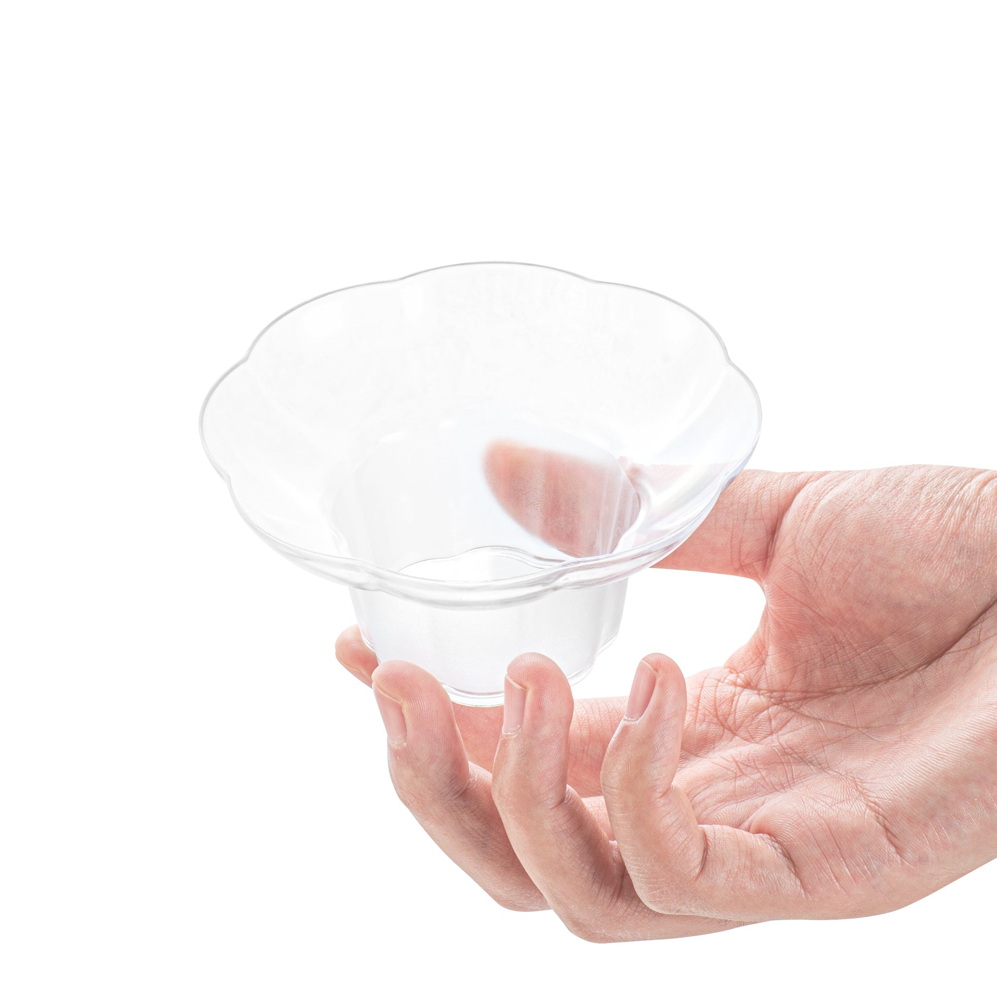 Mini Serve 3 oz Clear Plastic Flower Bowl - 4" x 4" x 2" - 25 count box
