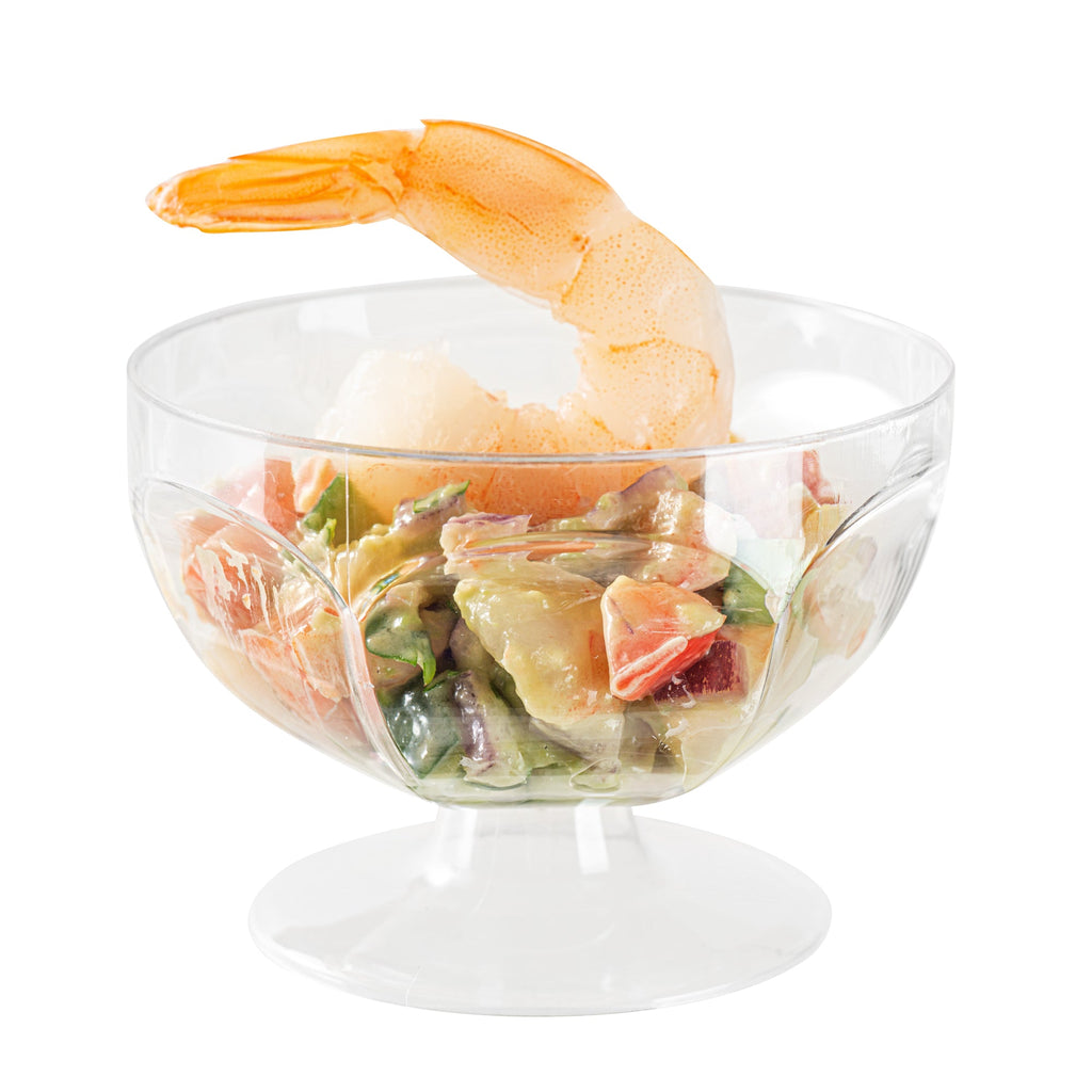 Mini Serve 3 oz Clear Plastic Footed Bowl - 3" x 3" x 2 1/4" - 100 count box