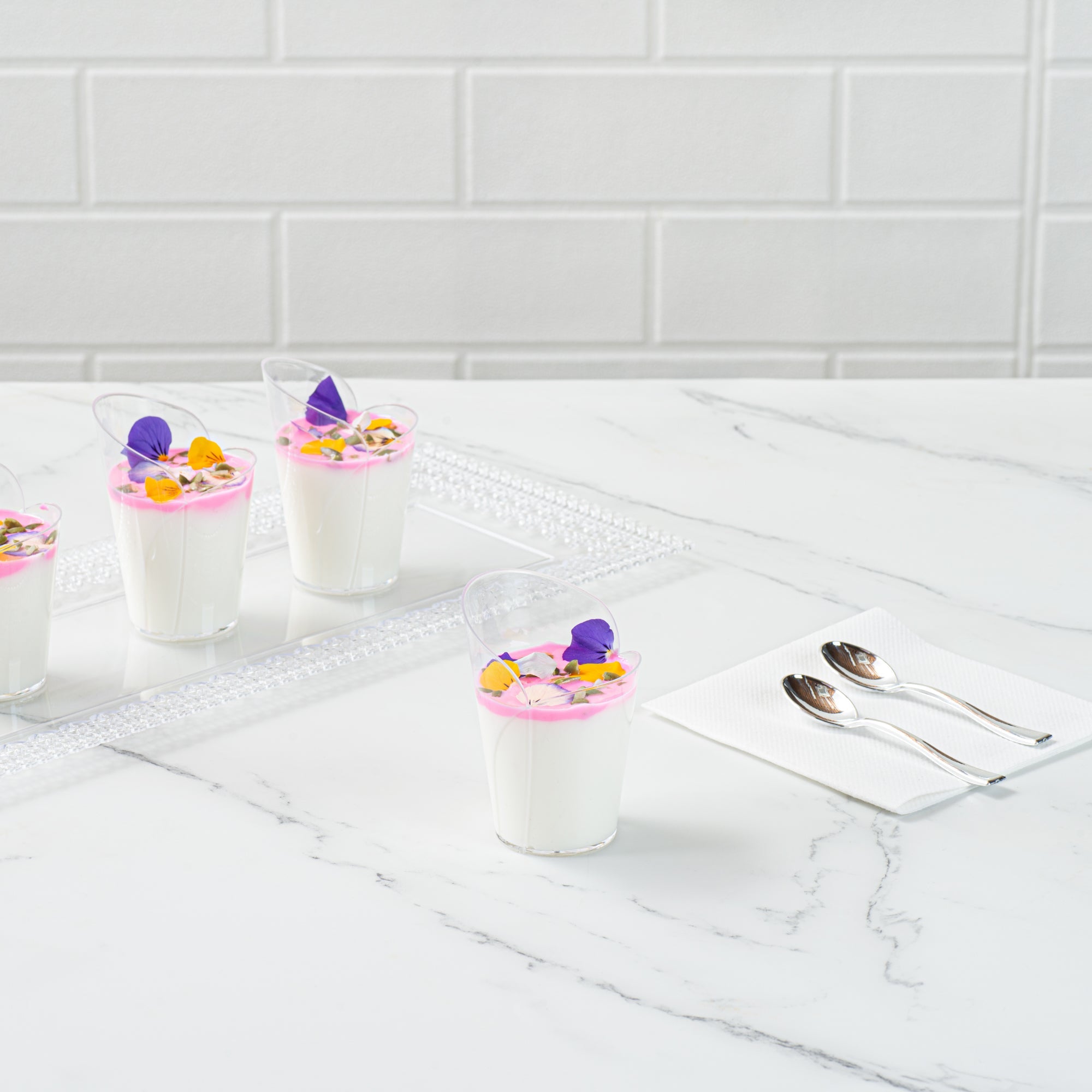 Mini Serve 2 oz Clear Plastic Rose Cup - 2 1/2" x 2 1/4" x 3 1/2" - 100 count box