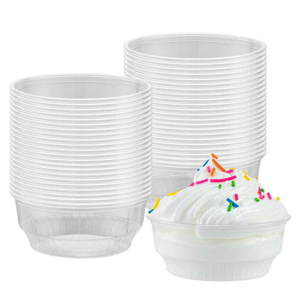 Chef 101 4 oz Round Clear Plastic Dessert Cup - 3 1/4" x 3 1/4" x 1 1/2" - 500 count box