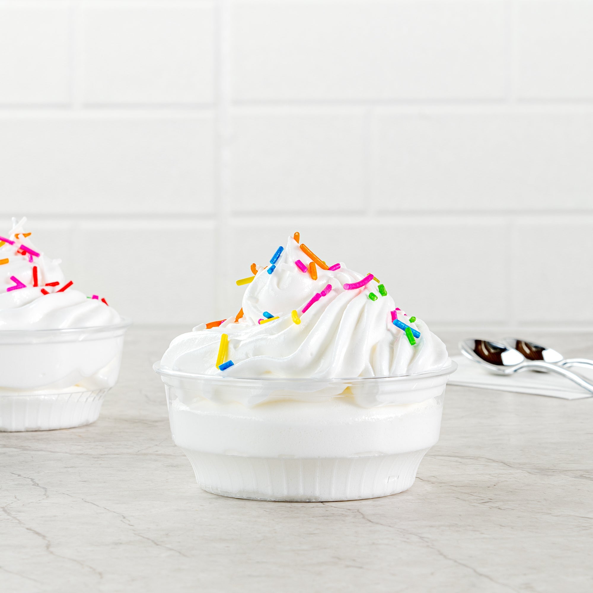 Chef 101 4 oz Round Clear Plastic Dessert Cup - 3 1/4" x 3 1/4" x 1 1/2" - 50 count box