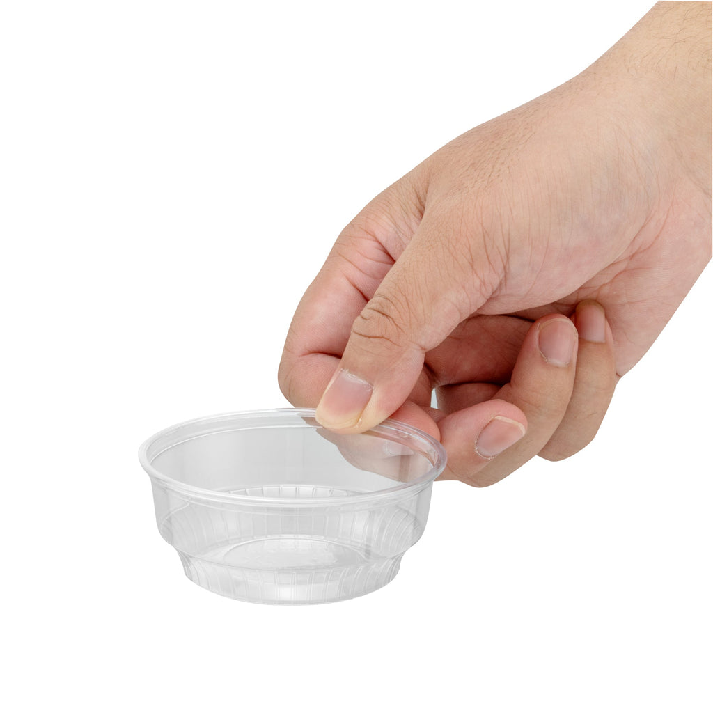 Chef 101 4 oz Round Clear Plastic Dessert Cup - 3 1/4" x 3 1/4" x 1 1/2" - 50 count box