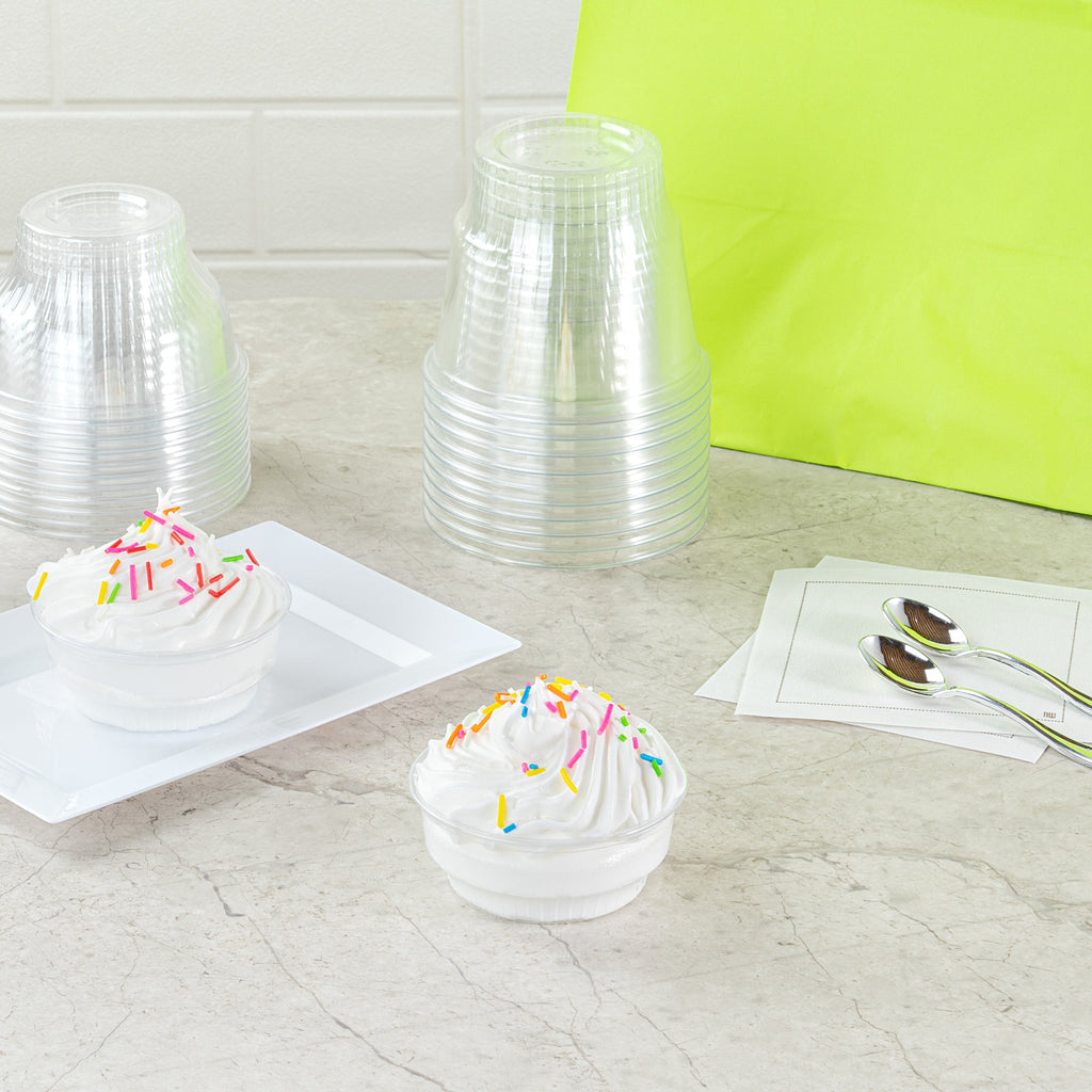Chef 101 4 oz Round Clear Plastic Dessert Cup - 3 1/4" x 3 1/4" x 1 1/2" - 500 count box