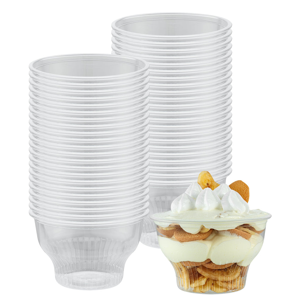 Chef 101 8 oz Round Clear Plastic Dessert Cup - 3 3/4" x 3 3/4" x 2 1/2" - 500 count box