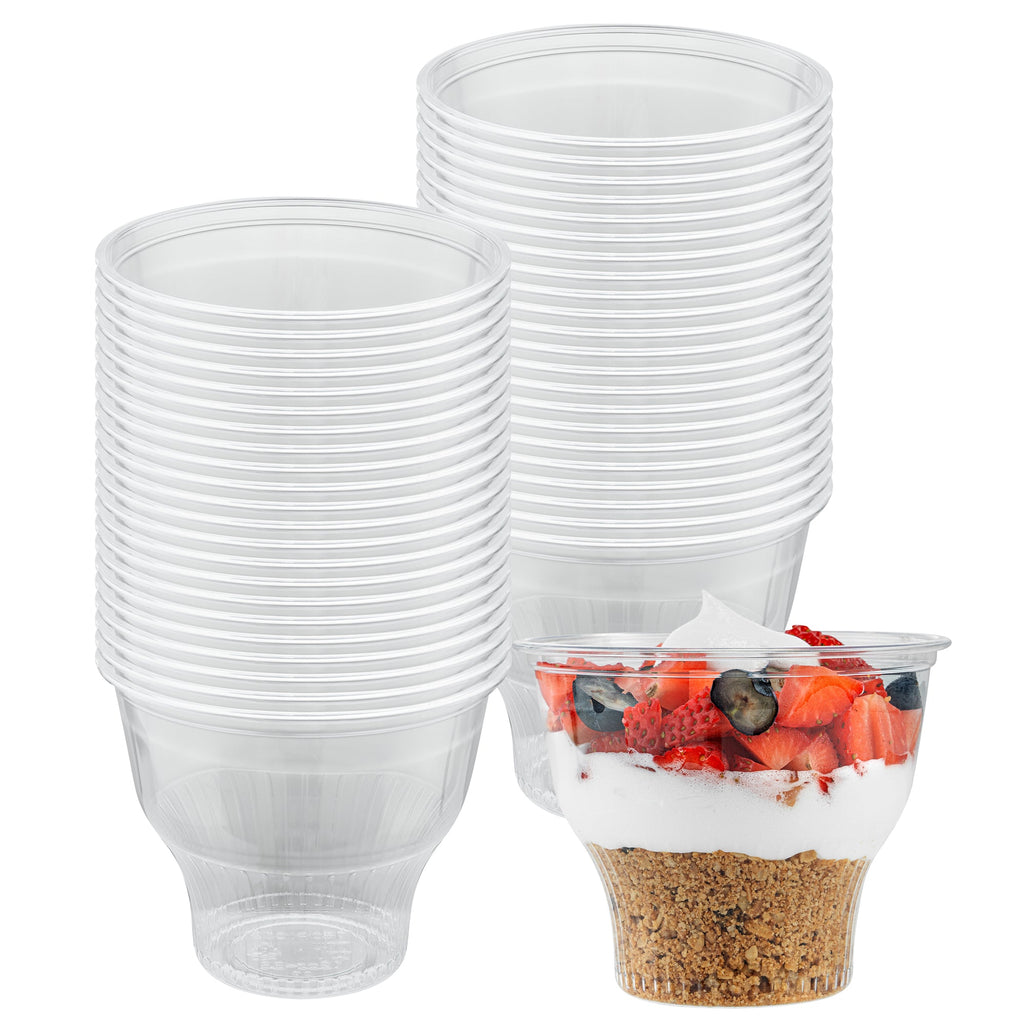 Chef 101 14 oz Round Clear Plastic Dessert Cup - 3 3/4" x 3 3/4" x 3 1/2" - 500 count box