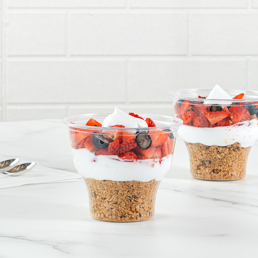 Chef 101 14 oz Round Clear Plastic Dessert Cup - 3 3/4" x 3 3/4" x 3 1/2" - 500 count box