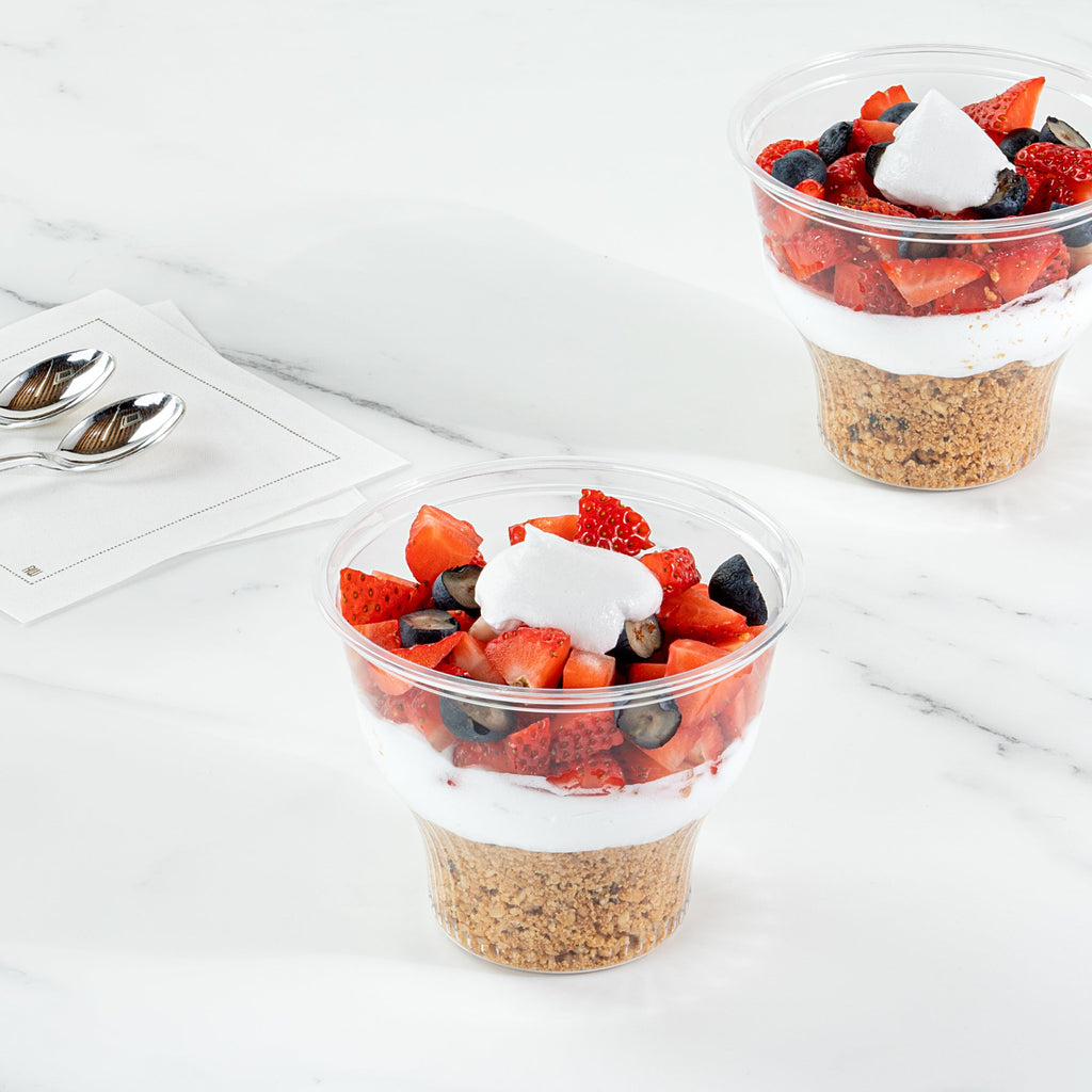 Chef 101 14 oz Round Clear Plastic Dessert Cup - 3 3/4" x 3 3/4" x 3 1/2" - 50 count box