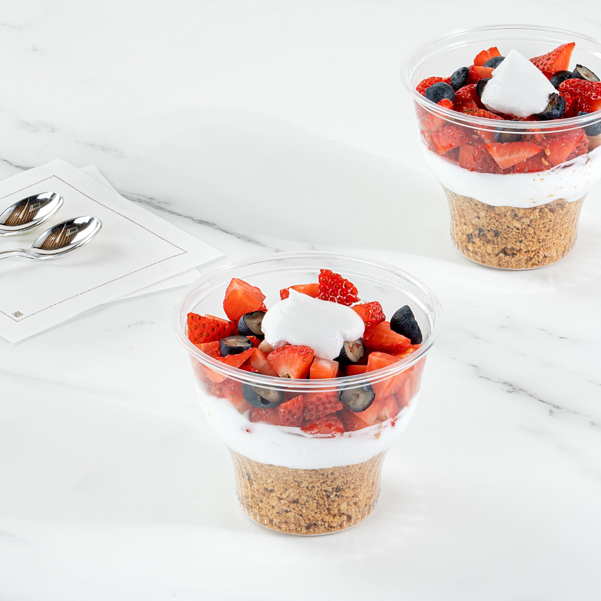 Chef 101 14 oz Round Clear Plastic Dessert Cup - 3 3/4" x 3 3/4" x 3 1/2" - 50 count box